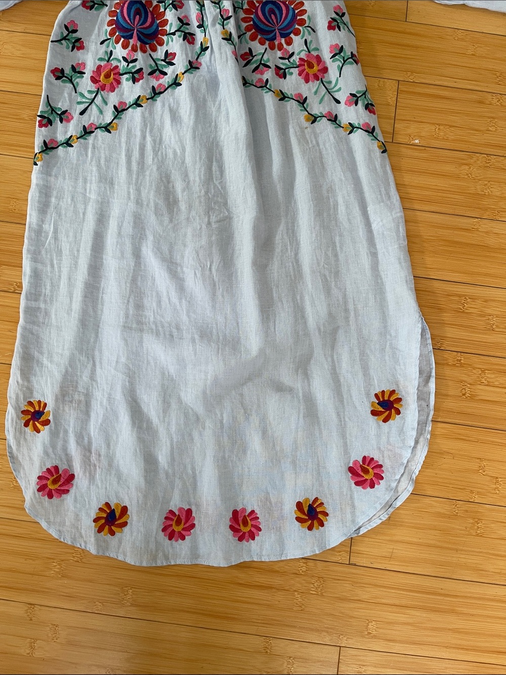 Zara NWT Light Blue Embroidered Off-Shoulder 3/4 Sleeve Summer Vacation Dress M - Picture 5 of 7